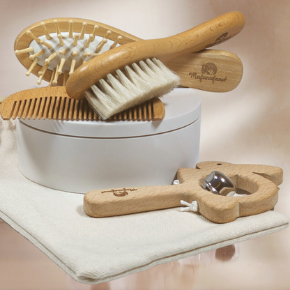 Buy Now Wooden Comb, Hair Brush and Baby Rattle Online In The Canada