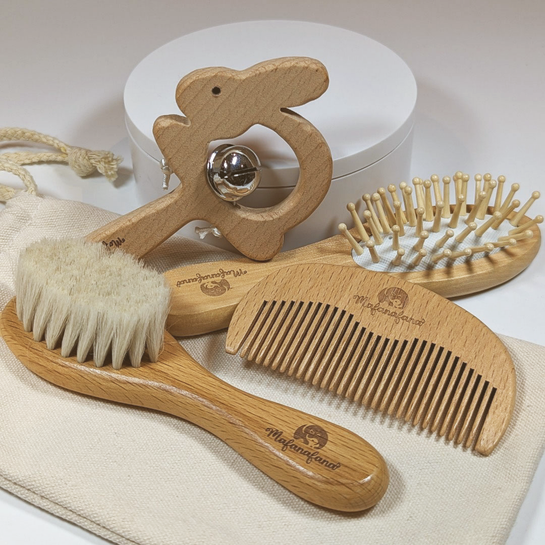 Buy Now Wooden Comb, Hair Brush and Baby Rattle Online In The Canada